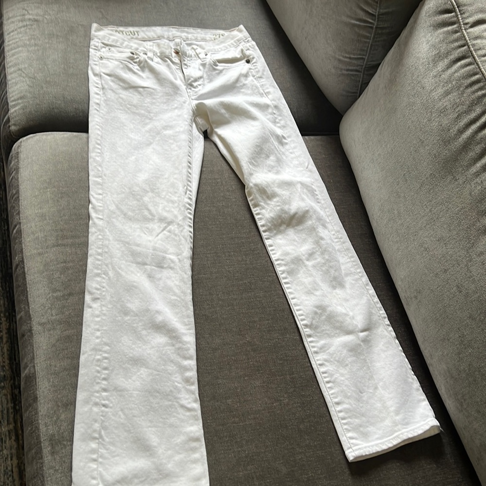 J Crew size 27 short bootcut white jeans